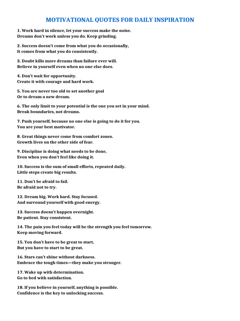 Daily Motivational Quotes for Success | PDF