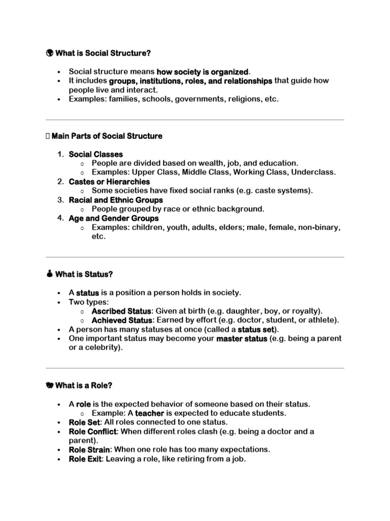 Understanding Social Structure and Roles | PDF
