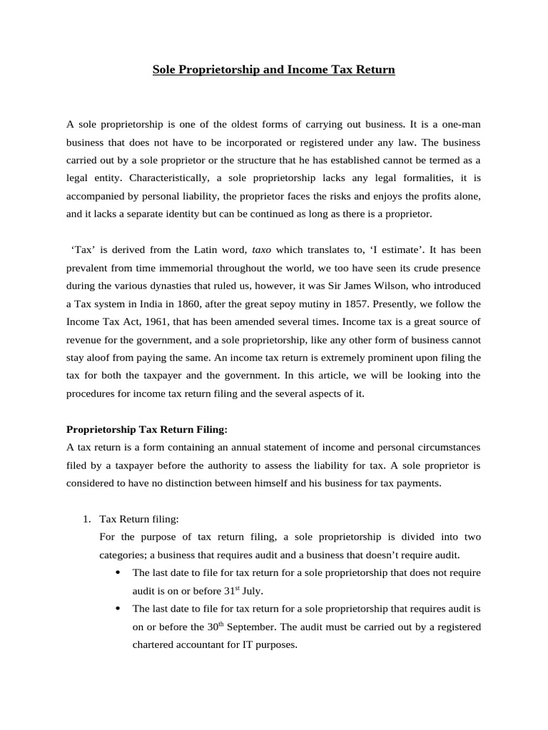 Sole Proprietorship Income Tax Guide | PDF | Sole Proprietorship | Taxes