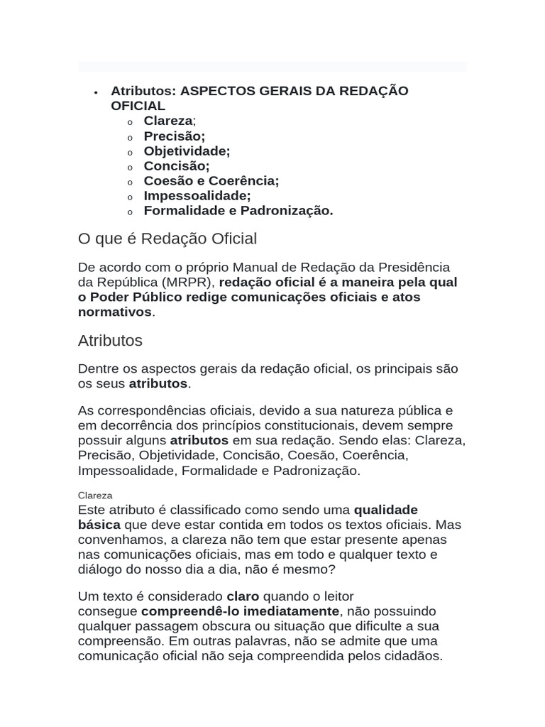 Atributos da Redação Oficial | PDF | Governo