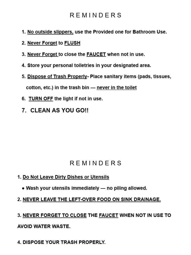Bathroom Use Guidelines | PDF
