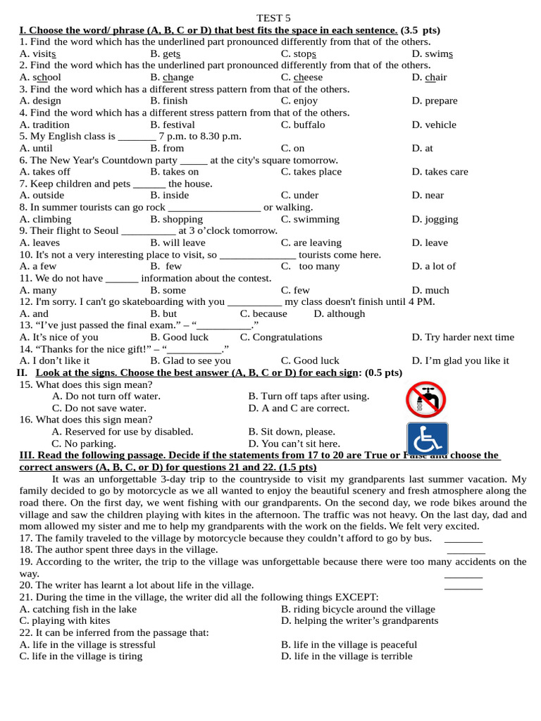 English Language Test Practice | PDF