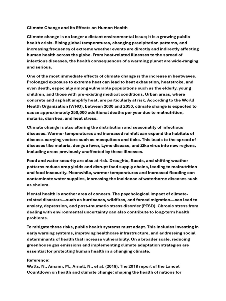 Climate Change's Impact on Health | PDF | Climate Change | Climate