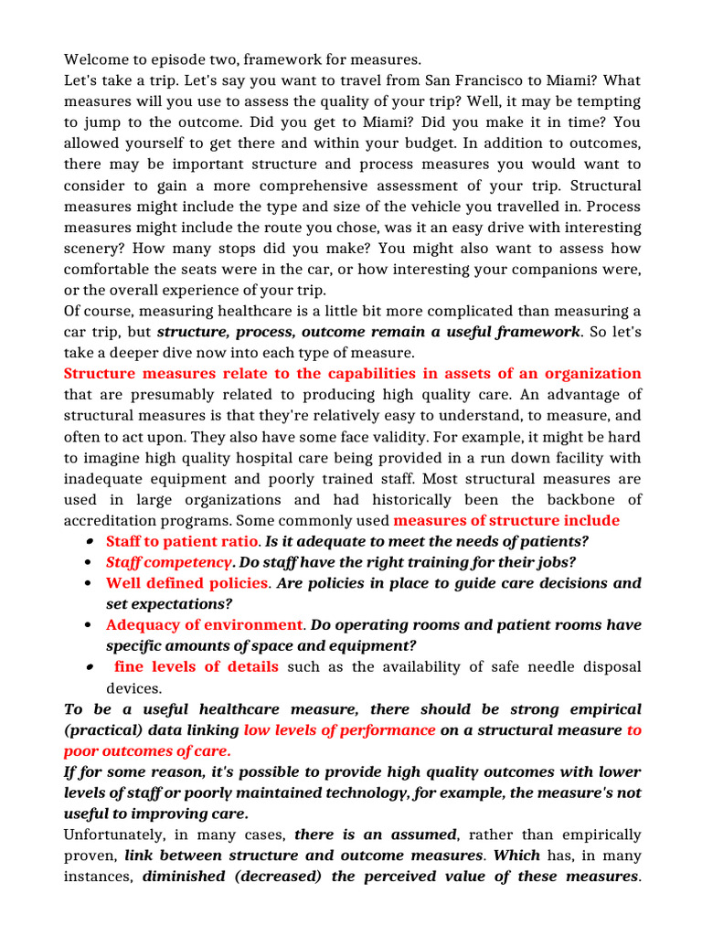 2 A Framework For Measures | PDF | Surgery | Health Care