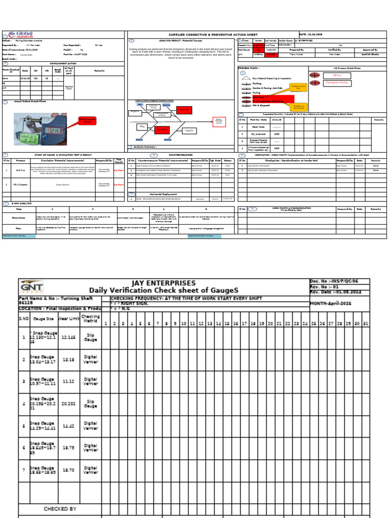 Supplier CAPA for Oversized Rolling Diameter | PDF | Screw