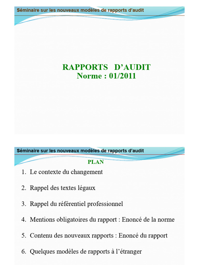 Nouveaux Modèles de Rapports d'Audit | PDF | Audit financier | Audit