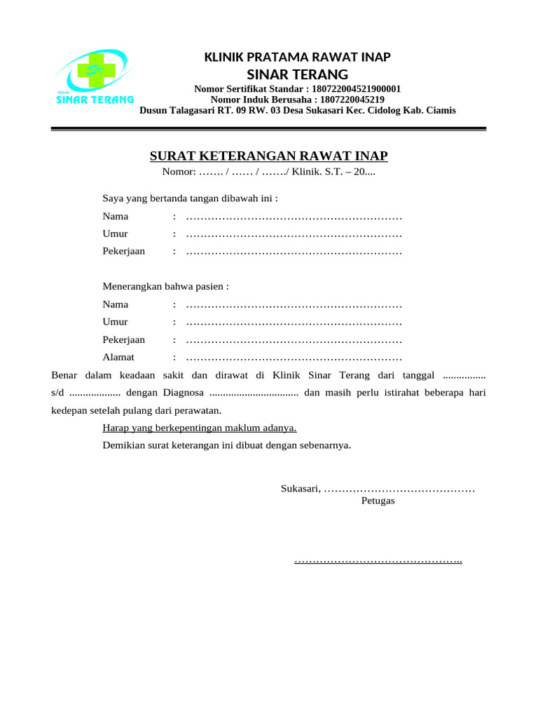 Surat Keterangan Rawat Inap | PDF