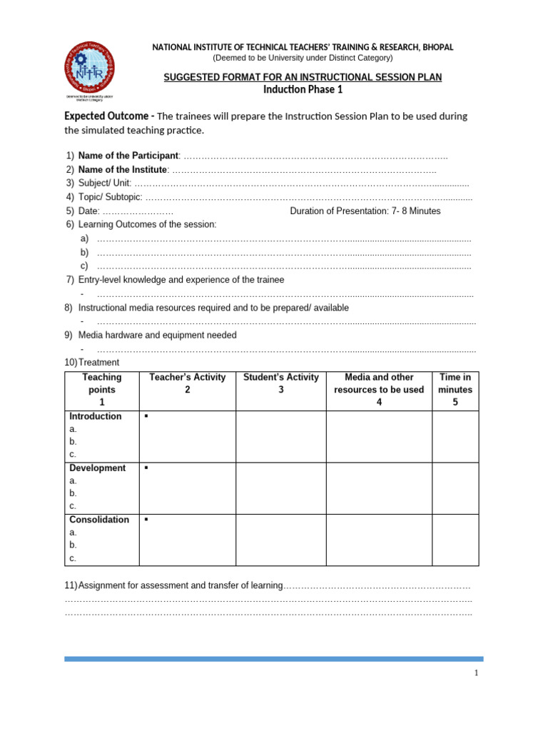 Instructional Session Plan Format | PDF | Microsoft Power Point | Learning