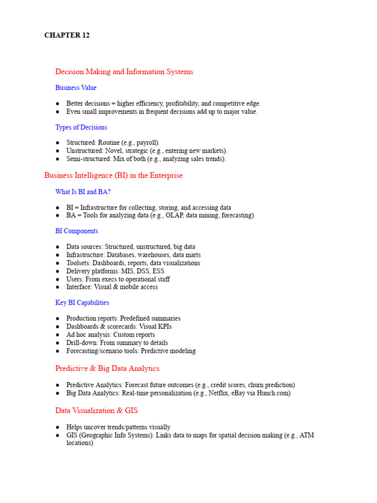 Decision Making with Business Intelligence | PDF