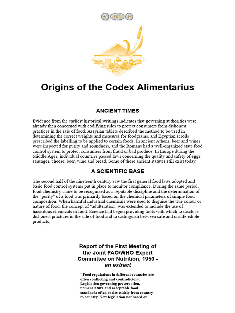 History of the Codex Alimentarius | PDF | Food And Agriculture ...
