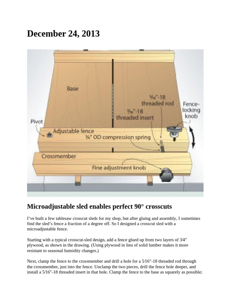 Microadjustable Tablesaw Crosscut Sled | PDF