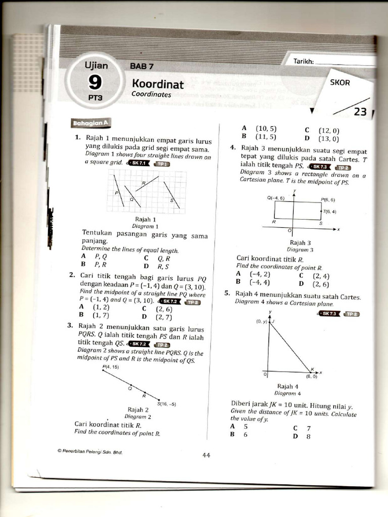 Math Form 2 Bab 7 Latihan Koordinat Part 3 | PDF