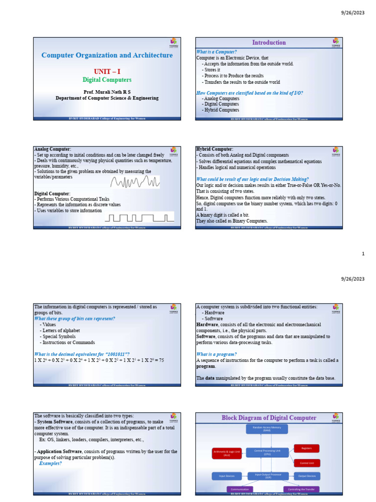 01 - 01 Digital Computers - 4 Slides | PDF | Computer Program | Programming