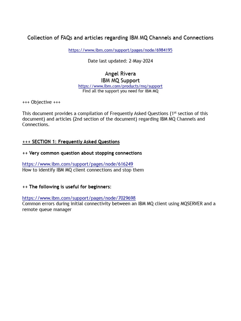 IBM MQ Channels and Connections FAQ | PDF | Distributed Computing ...
