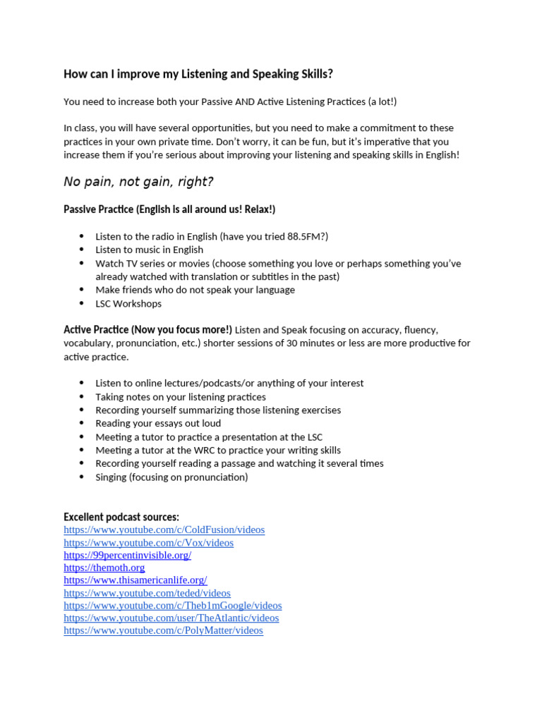How Can I Improve My Listening and Speaking Skills | PDF