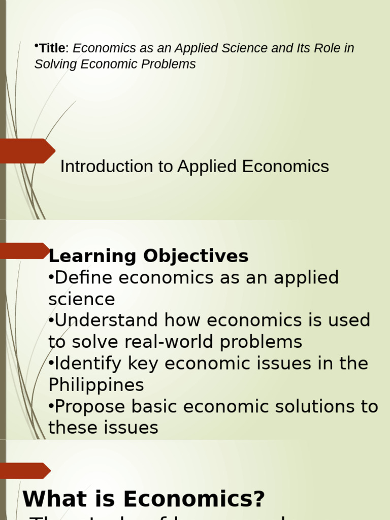 Applied Economics: Solving Real Issues | PDF | Economics | Inflation