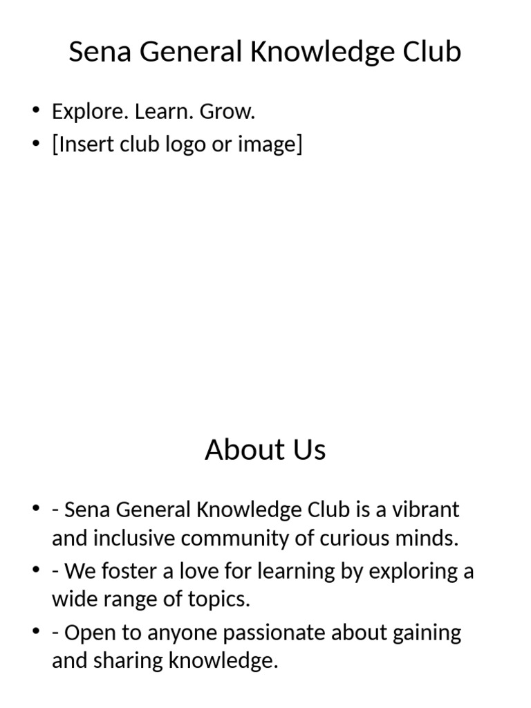Sena General Knowledge Club Overview | PDF