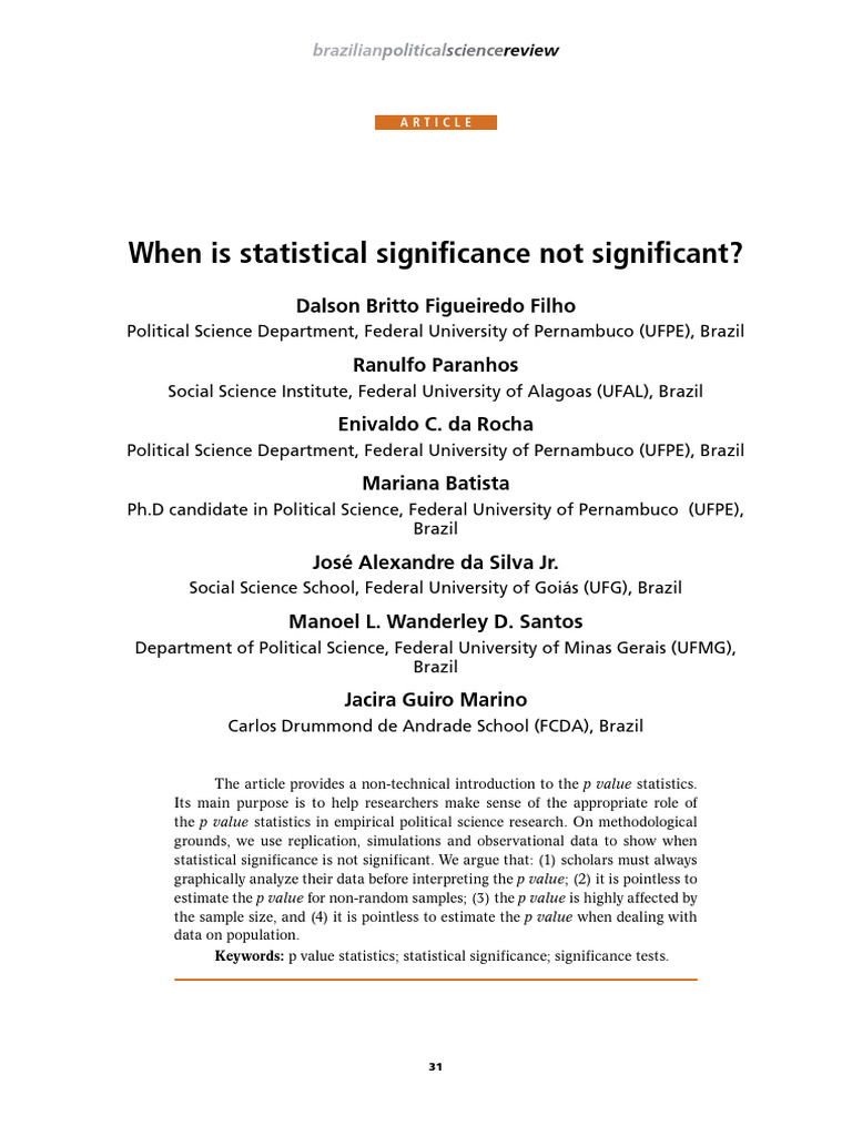 Rethinking Statistical Significance in Research | PDF | P Value ...