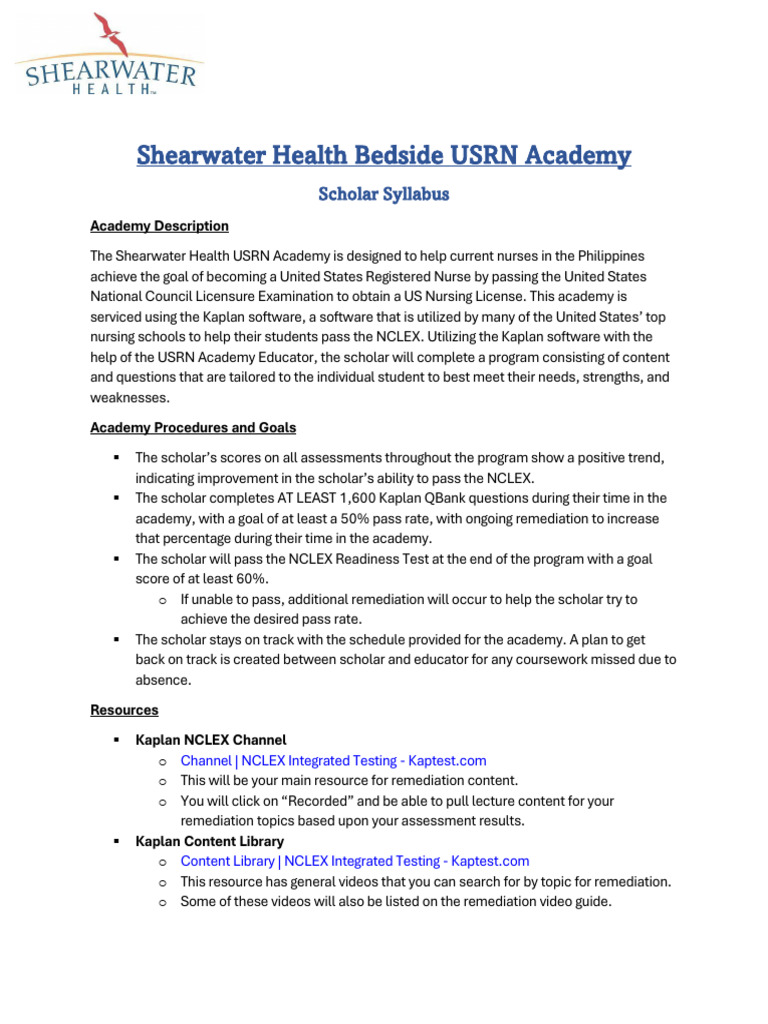 Shearwater USRN Academy Overview | PDF | National Council Licensure ...