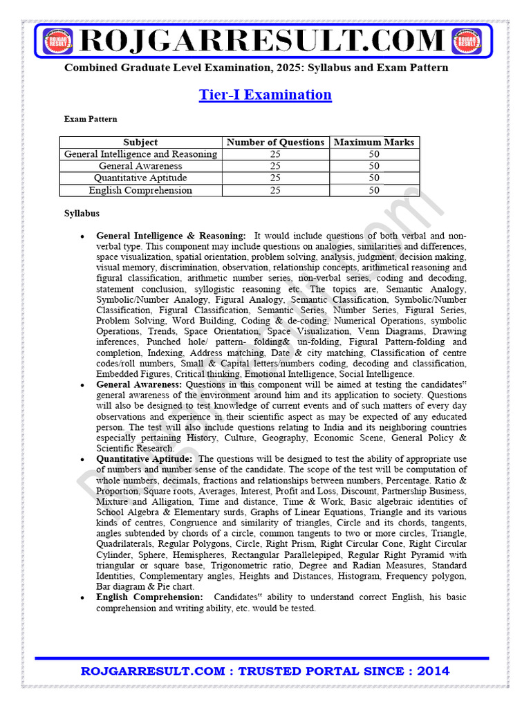 SSC CGL 2025 Exam Pattern & Syllabus | PDF | Circle | Trigonometric ...
