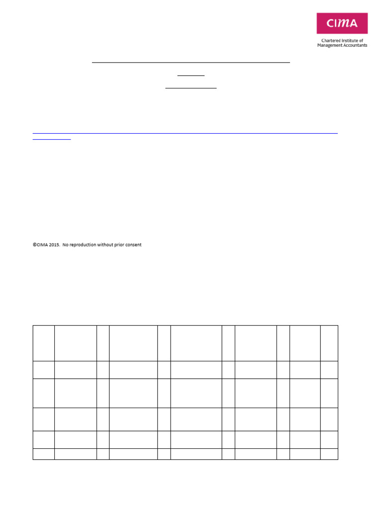 CIMA November 2015 Exam Marking Guide | PDF | Business
