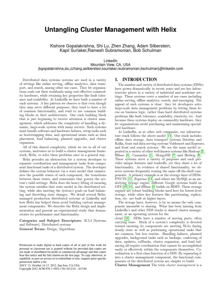 LinkedIn Helix | PDF | Computer Cluster | Databases