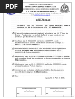 Declaração EJA - Educação de Jovens e Adultos | PDF