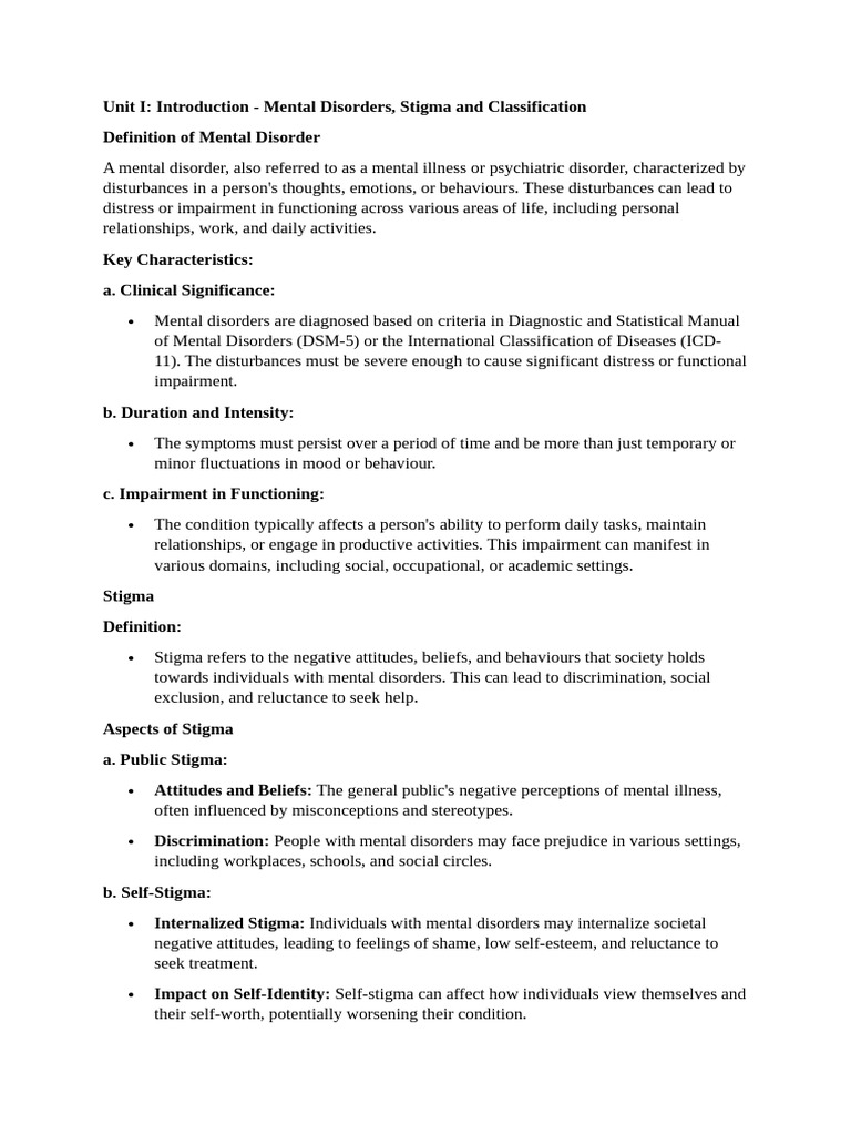 Understanding Mental Disorders and Stigma | PDF | Diagnostic And ...