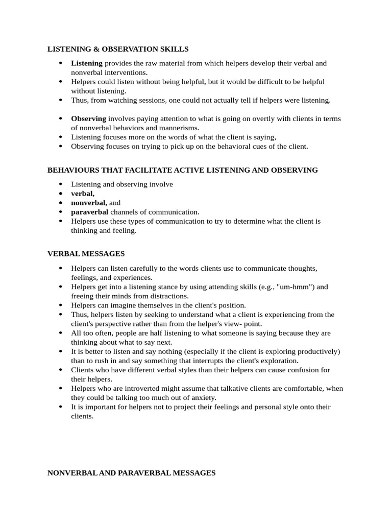 Enhancing Listening and Observation Skills | PDF | Nonverbal ...