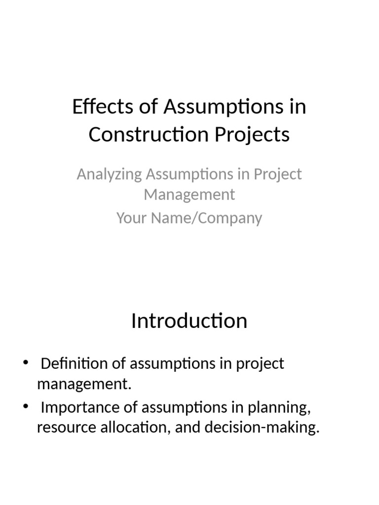 Managing Assumptions in Construction Projects | PDF | Risk | Business
