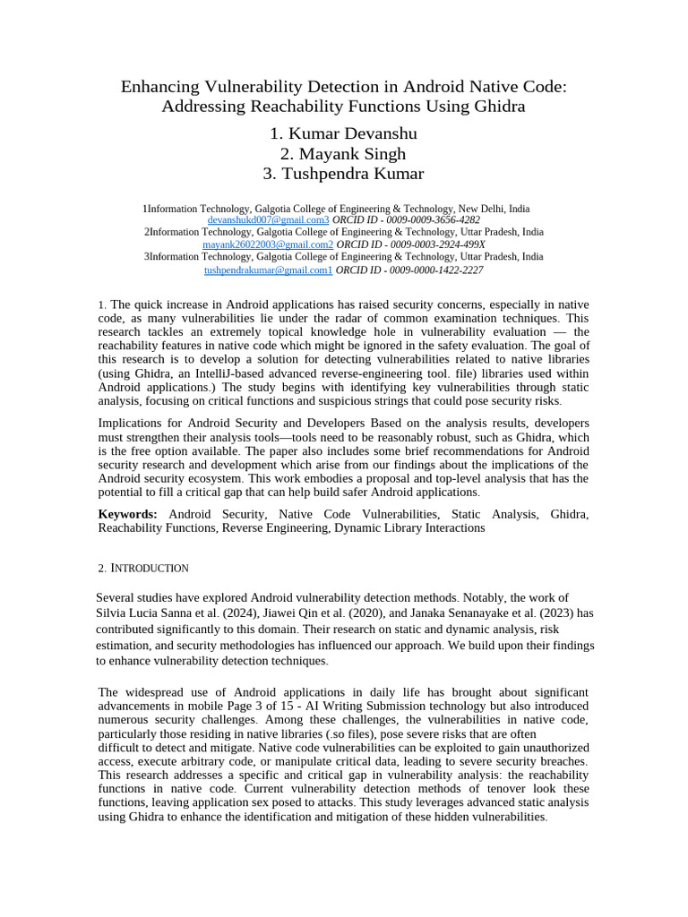 Android Native Code Vulnerability Detection | PDF | Computer Security ...