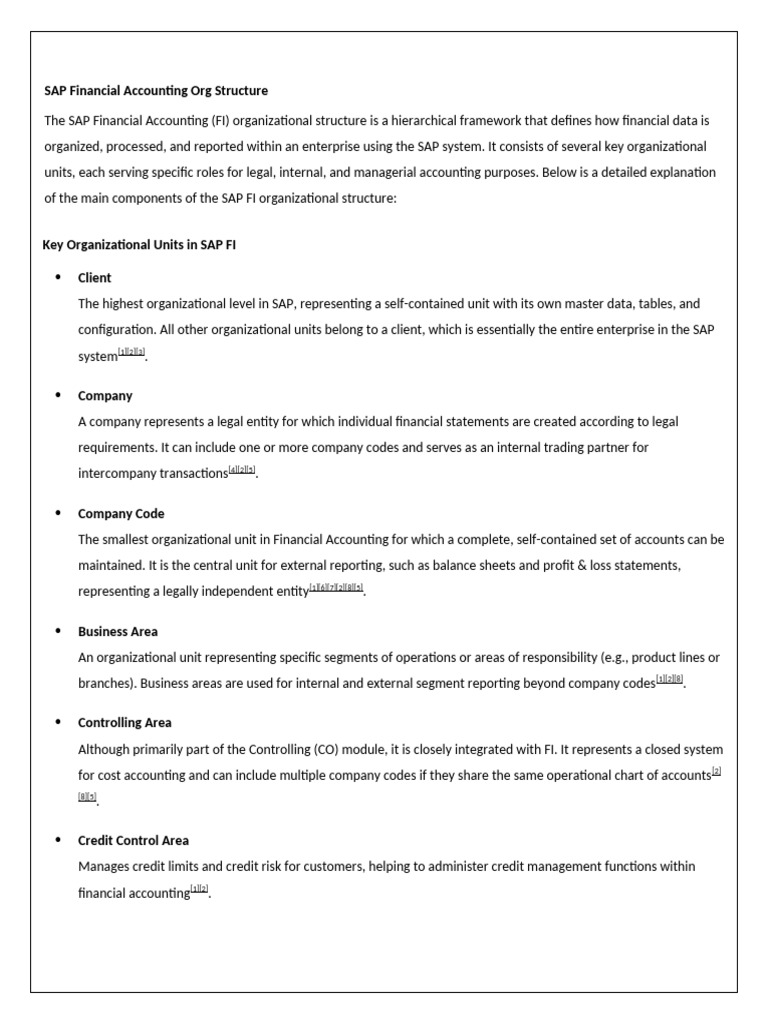 SAP FI Organizational Structure Overview | PDF | Cost | Financial ...