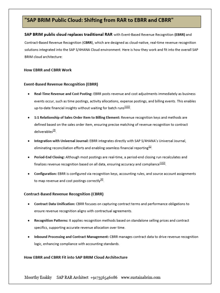 EBRR and CBRR in SAP BRIM Cloud | PDF | Cloud Computing | Revenue
