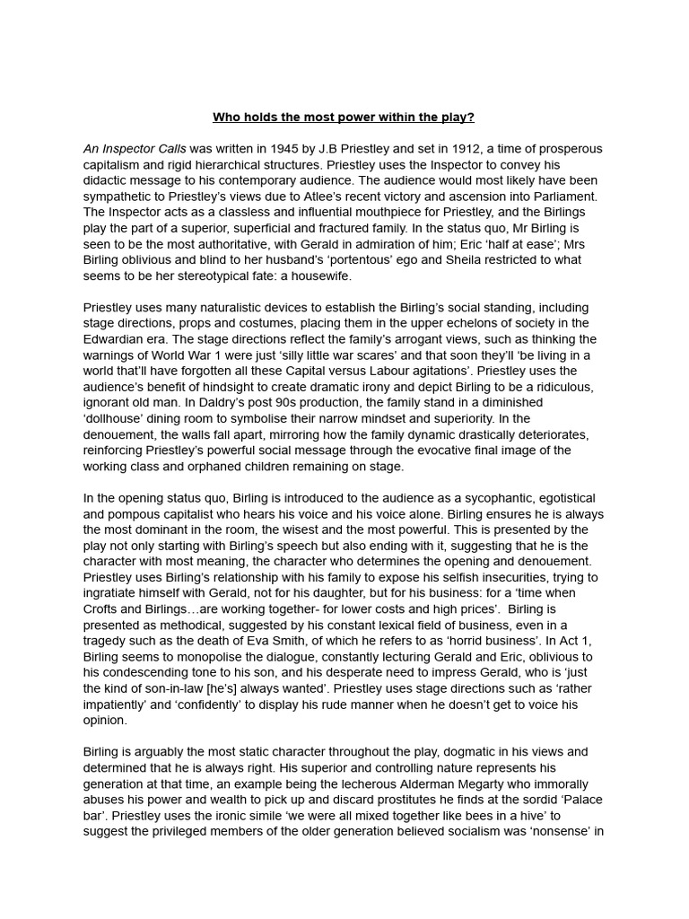 Power Essay Example AIC | PDF