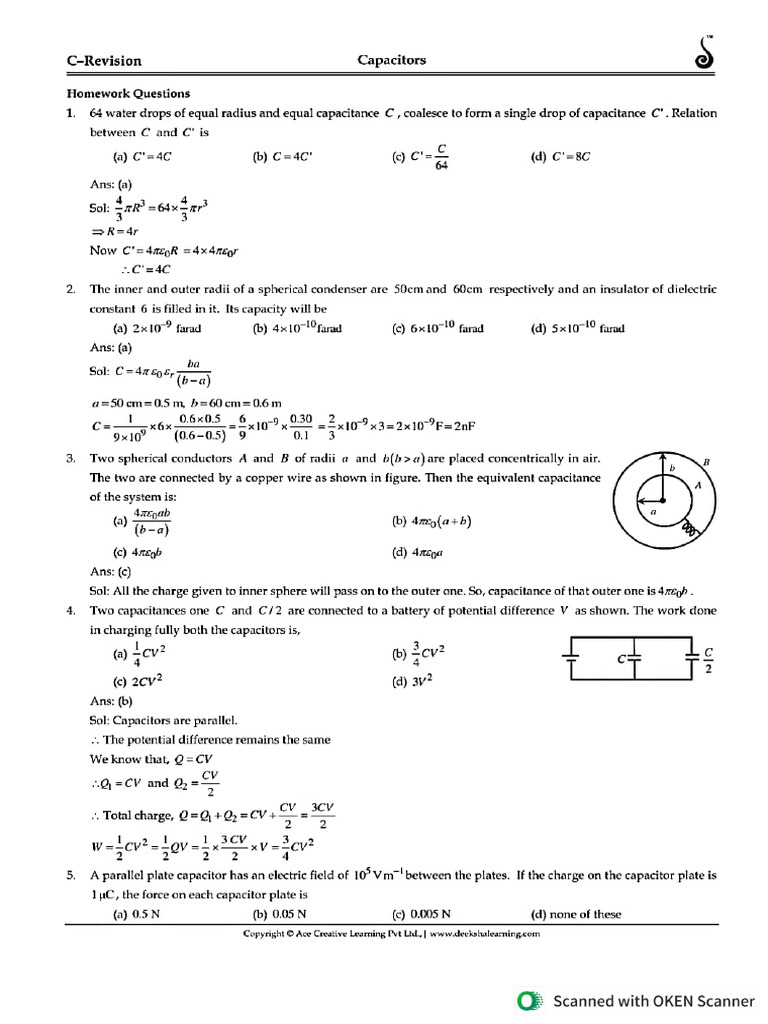 Capacitors HW Questions | PDF