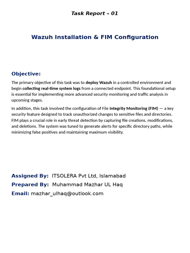 Wazuh Installation and FIM Setup Guide | PDF | Virtual Machine ...
