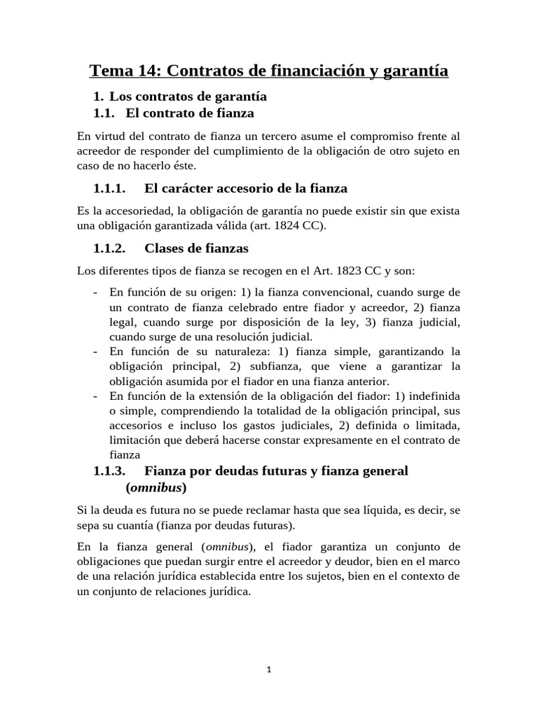 Tipos de Contratos de Fianza y Garantía | PDF | Pagos | Garantía