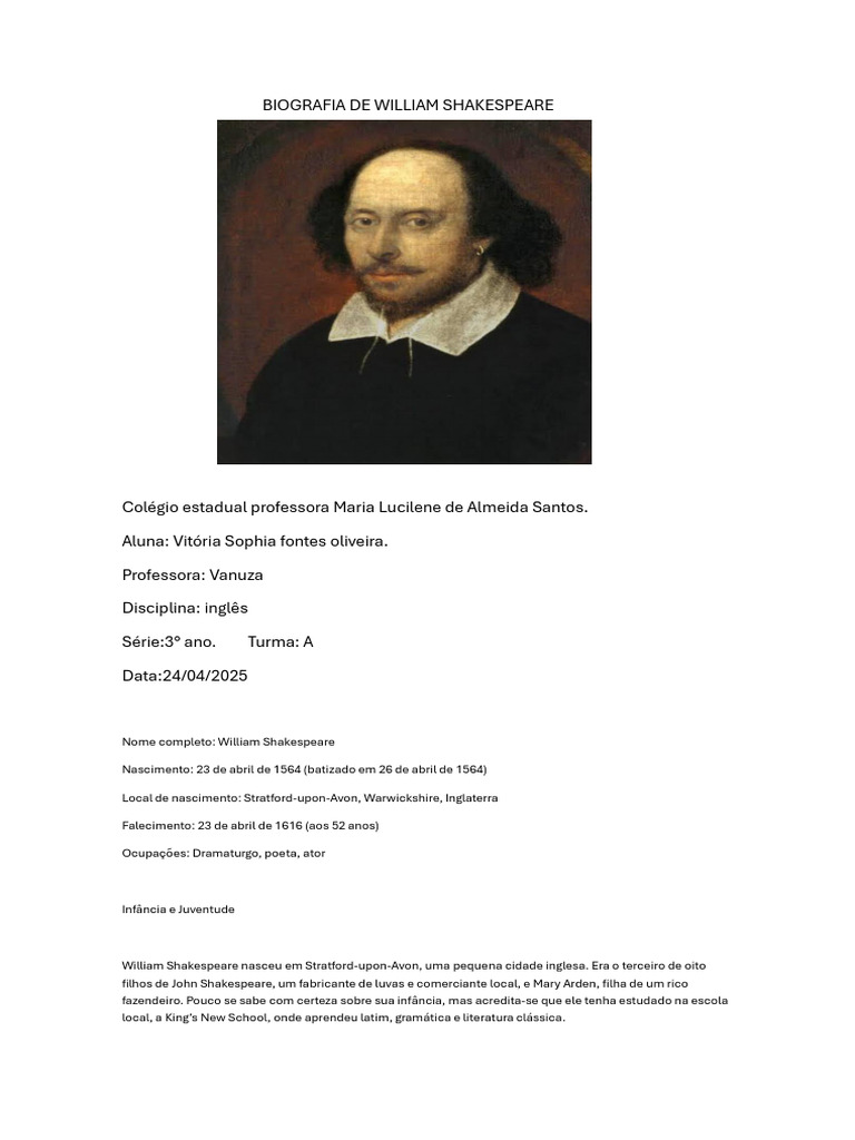 Nome Completo de William Shakespeare | PDF | William Shakespeare