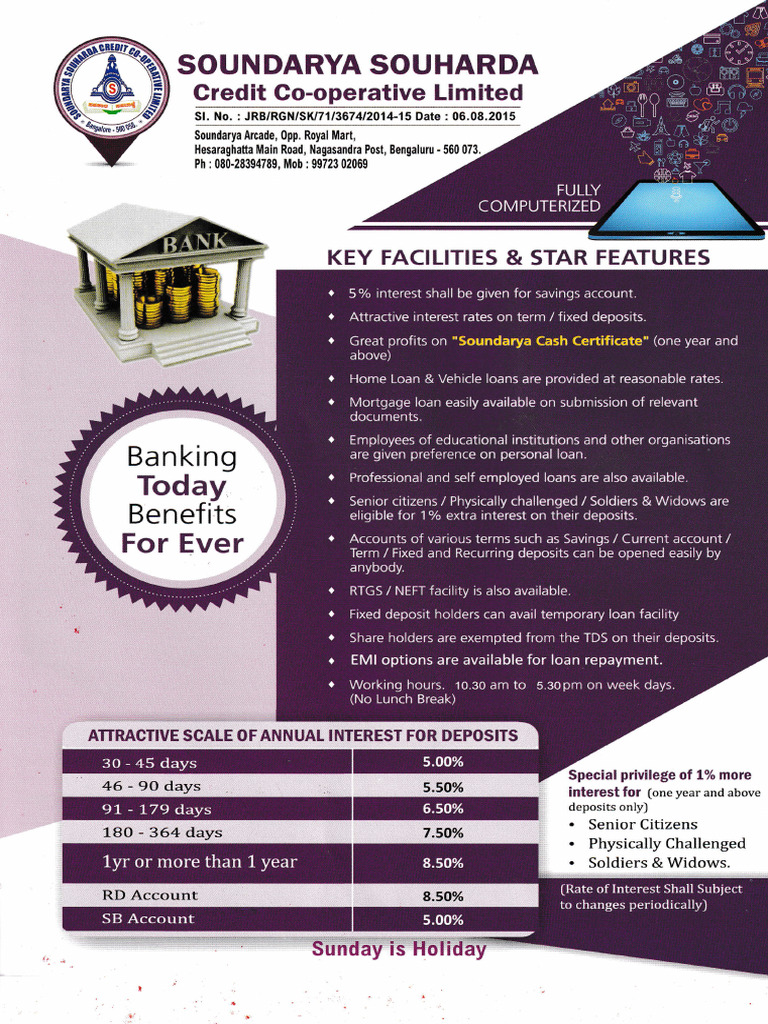 Soundarya Souharda Bank Interest Rates | PDF