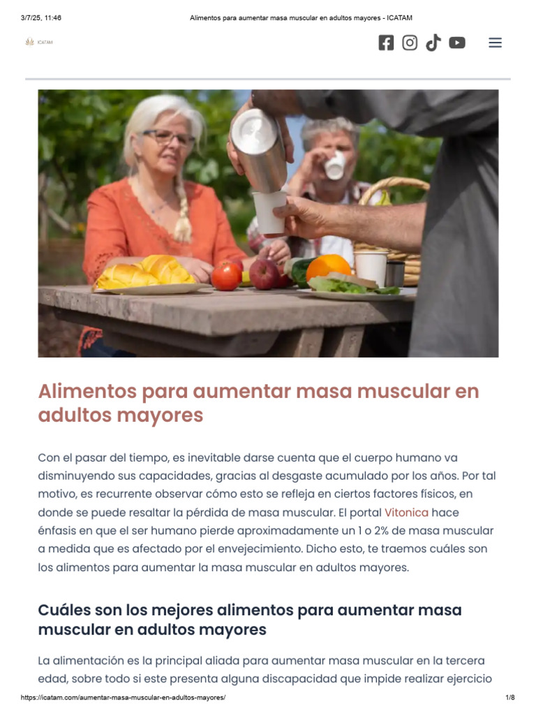 Alimentos para Aumentar Masa Muscular en Adultos Mayores | PDF | Vejez ...