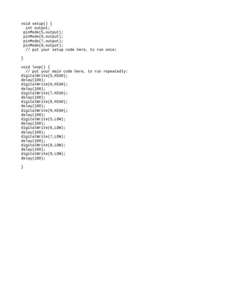 Arduino LED Control Code Example | PDF