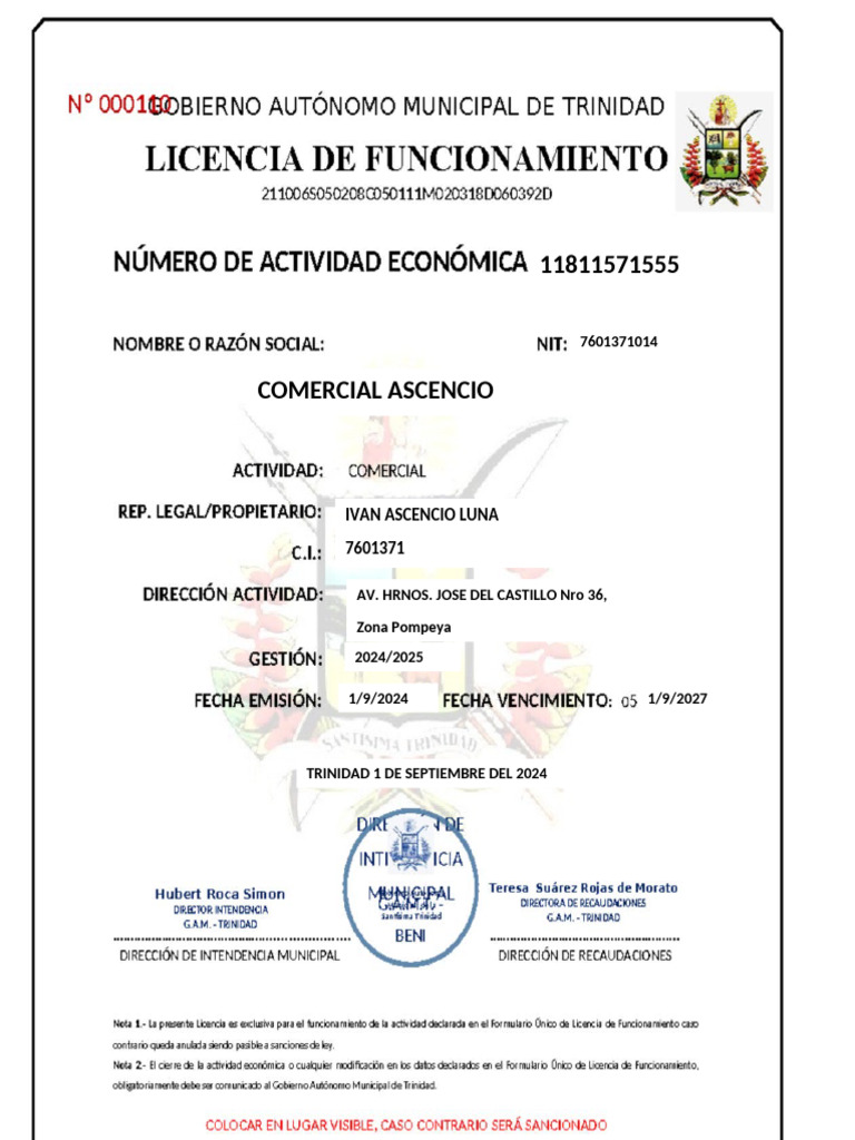 Licencia de Funcionamiento | PDF