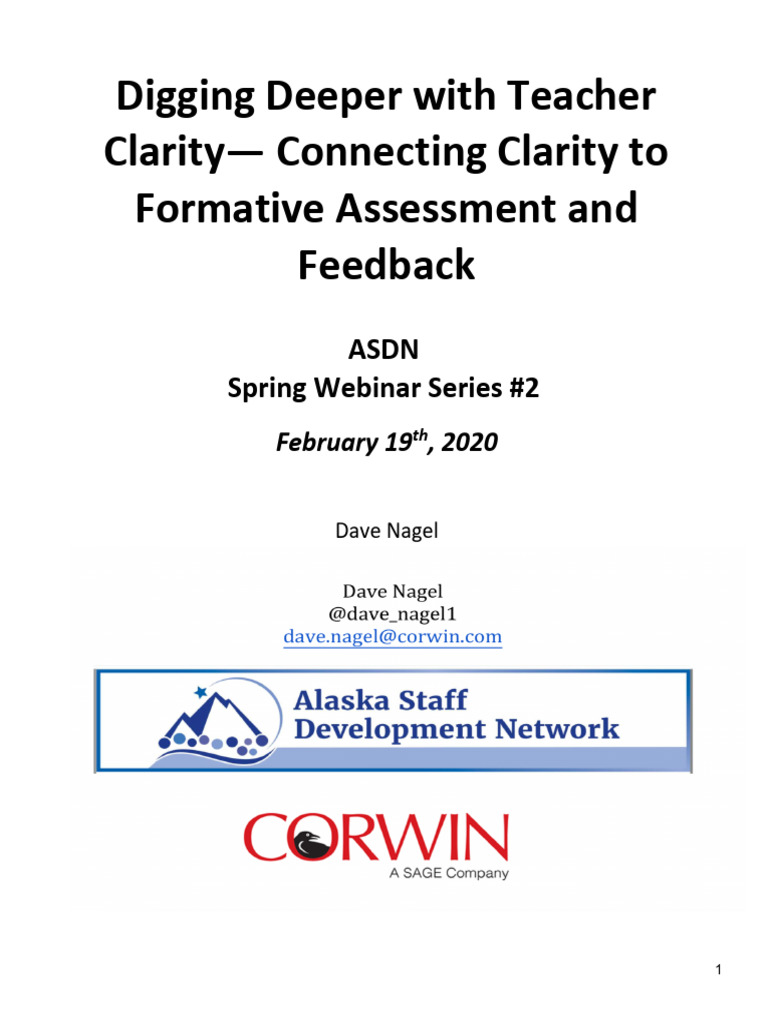 Teacher Clarity in Formative Assessment | PDF | Educational Assessment ...