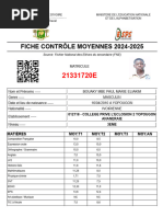 Fiche de Contrôle des Moyennes 2024-2025 | PDF