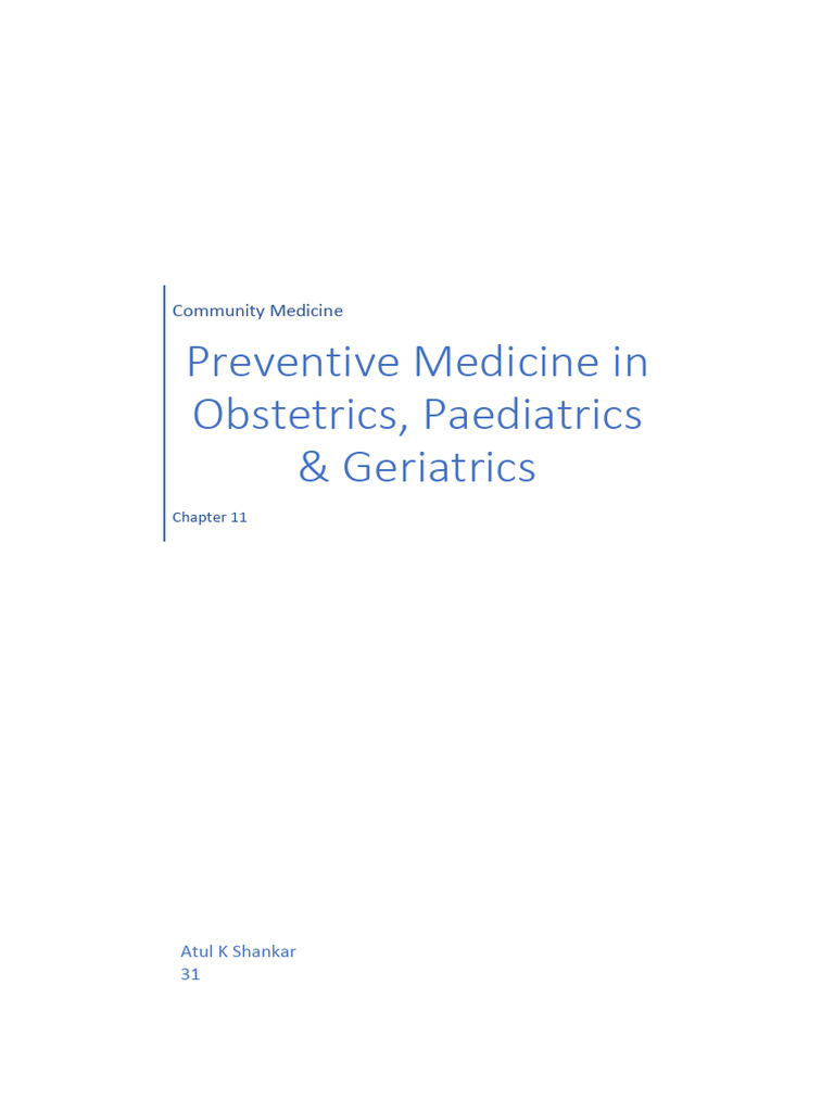 Preventive Medicine in Community Health | PDF | Maternal Death ...