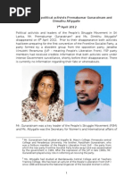 Abduction of Political Activists Premakumar Gunaratnam and Dimuthu Attygalle 7 April 2012