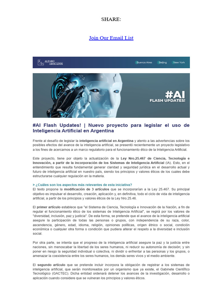 Proyecto de Ley sobre IA en Argentina | PDF | Inteligencia artificial ...