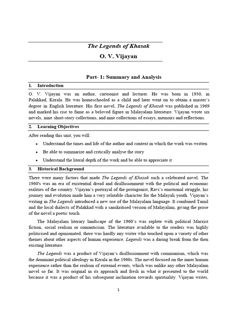 The Legends of Khasak: A Summary | PDF