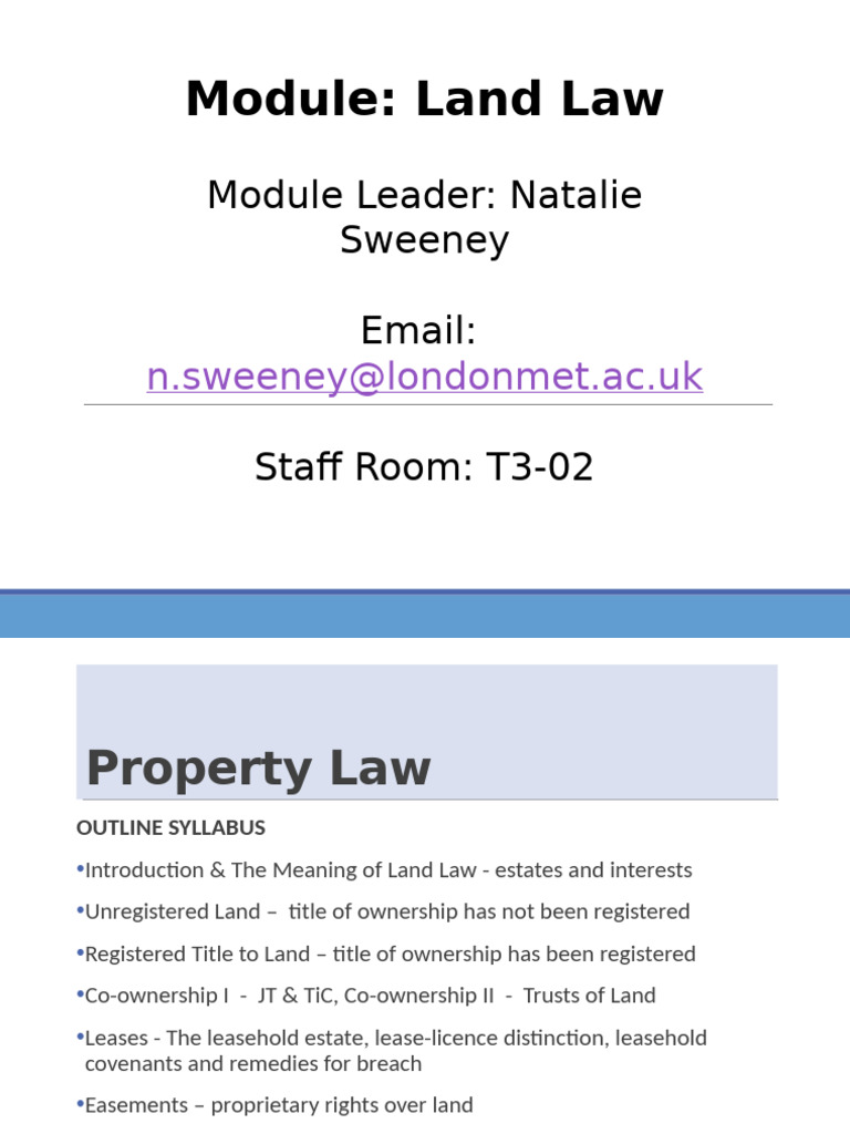 1.introduction To Property Law | PDF | Leasehold Estate | Law And Economics