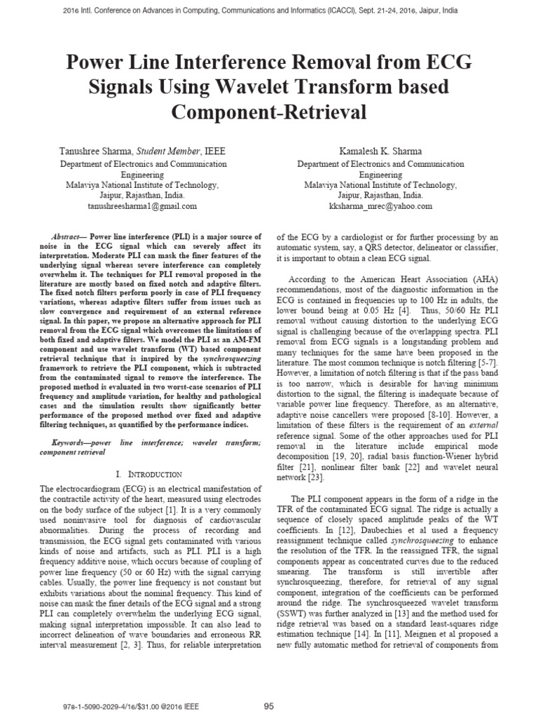 ECG Power Line Interference Removal | PDF | Wavelet | Filter (Signal ...